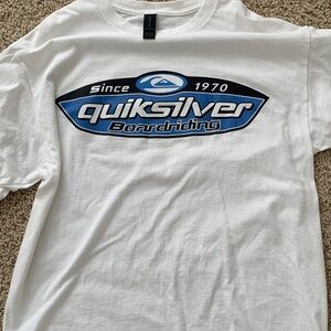 Quiksilver White and Blue Graphic Tee